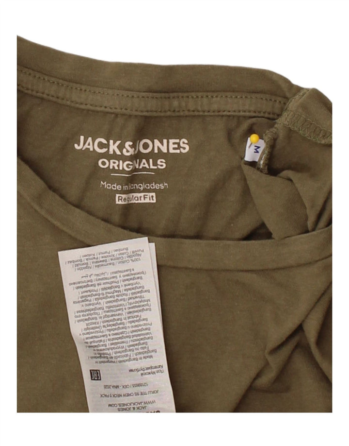 JACK & JONES Mens Regular Fit T-Shirt Top Medium Khaki Cotton Vintage Jack & Jones and Second-Hand Jack & Jones from Messina Hembry 