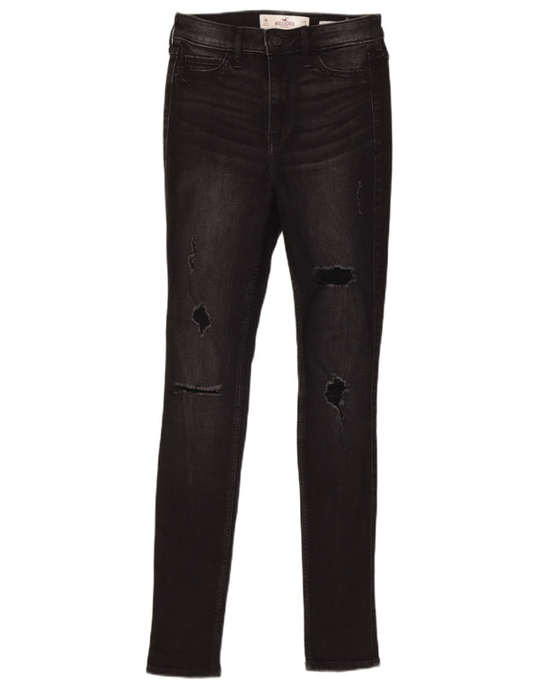 Damskie dżinsy rurki Hollister w trudnej sytuacji US 1 XS W25 L30 czarne