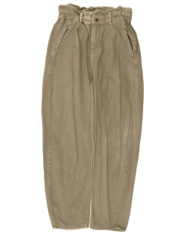 Damskie, zwężane spodnie Zara z wysokim stanem EU 36 XS W26 L26 Khaki