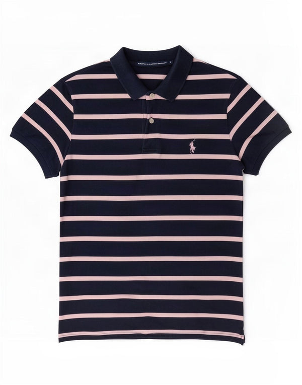 Damska koszulka polo Ralph Lauren UK 16, duża, bawełniana w granatowe paski