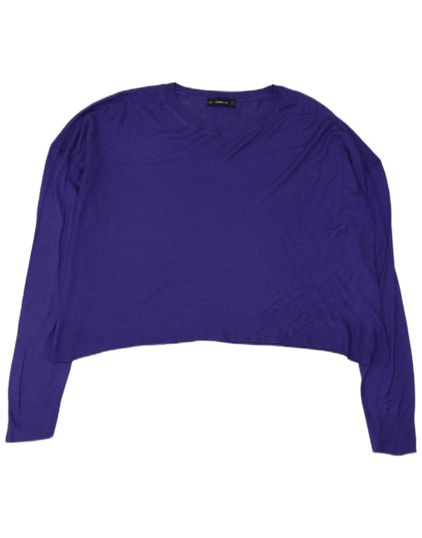 Damski sweter Zara Crop Oversize z okrągłym dekoltem UK 14 Średni fiolet