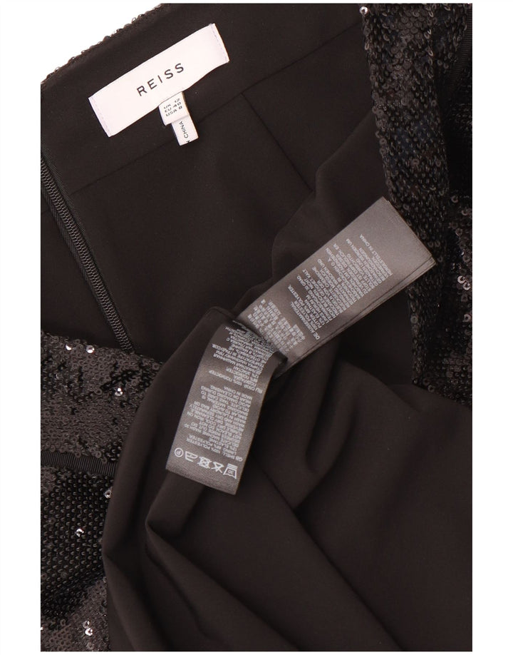 Damska cekinowa spódnica ołówkowa Reiss UK 12 Medium W30 Czarny poliester