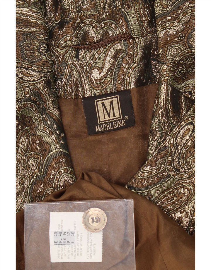 MADELEINE Womens 2 Button Blazer Jacket UK 14 Medium Brown Paisley Vintage Madeleine and Second-Hand Madeleine from Messina Hembry 