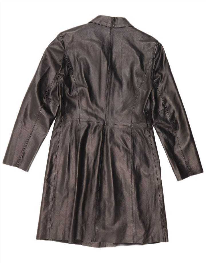 BENETTON Damski płaszcz skórzany IT 46, duży, czarny, skórzany