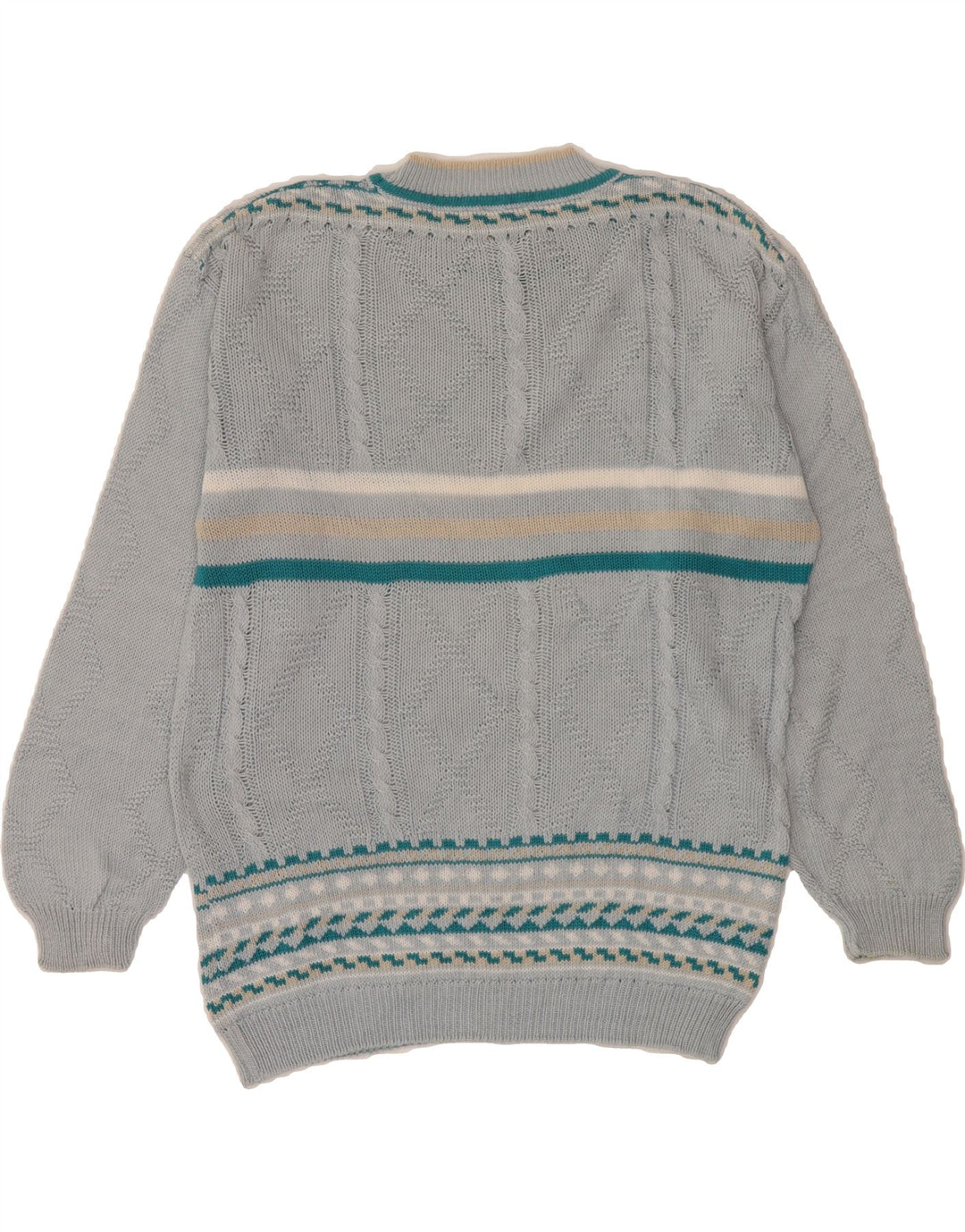 MARRONETTO Womens Crew Neck Jumper Sweater UK 14 Medium Blue Striped Vintage Marronetto and Second-Hand Marronetto from Messina Hembry 