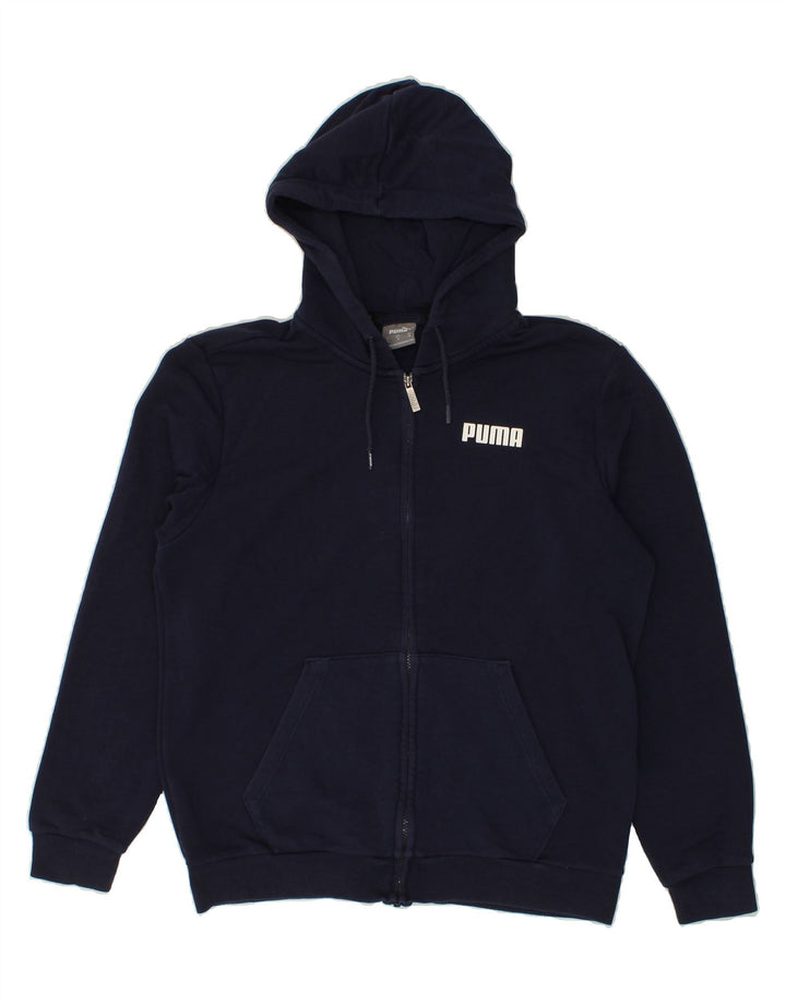 PUMA Mens Zip Hoodie Sweater Medium Navy Blue Cotton Vintage Puma and Second-Hand Puma from Messina Hembry 