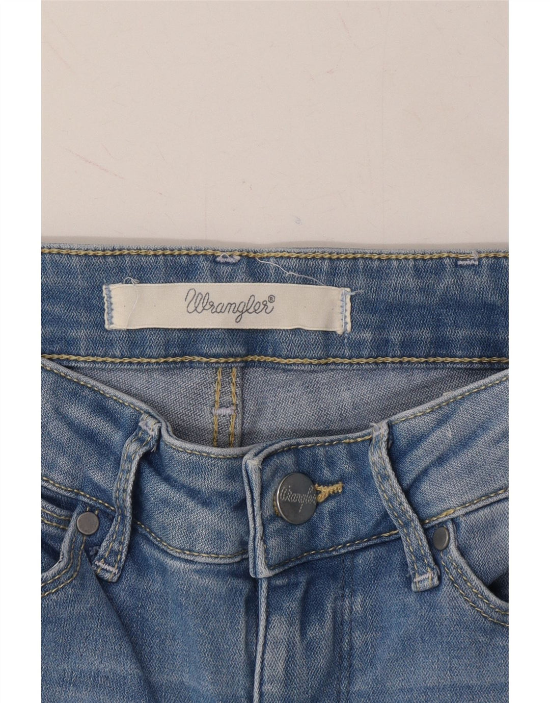 WRANGLER Womens Evalyn Slim Jeans W26 L32 Blue Cotton Vintage Wrangler and Second-Hand Wrangler from Messina Hembry 