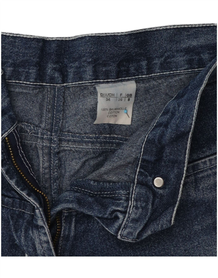 Vintage damskie jeansy rozkloszowane UK 8 małe W26 L31 niebieska bawełna