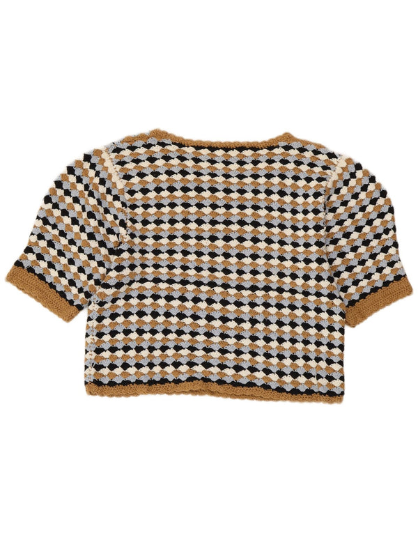 Damski sweter ZARA Crop Boat Neck Sweter UK 14, duży, wielokolorowy