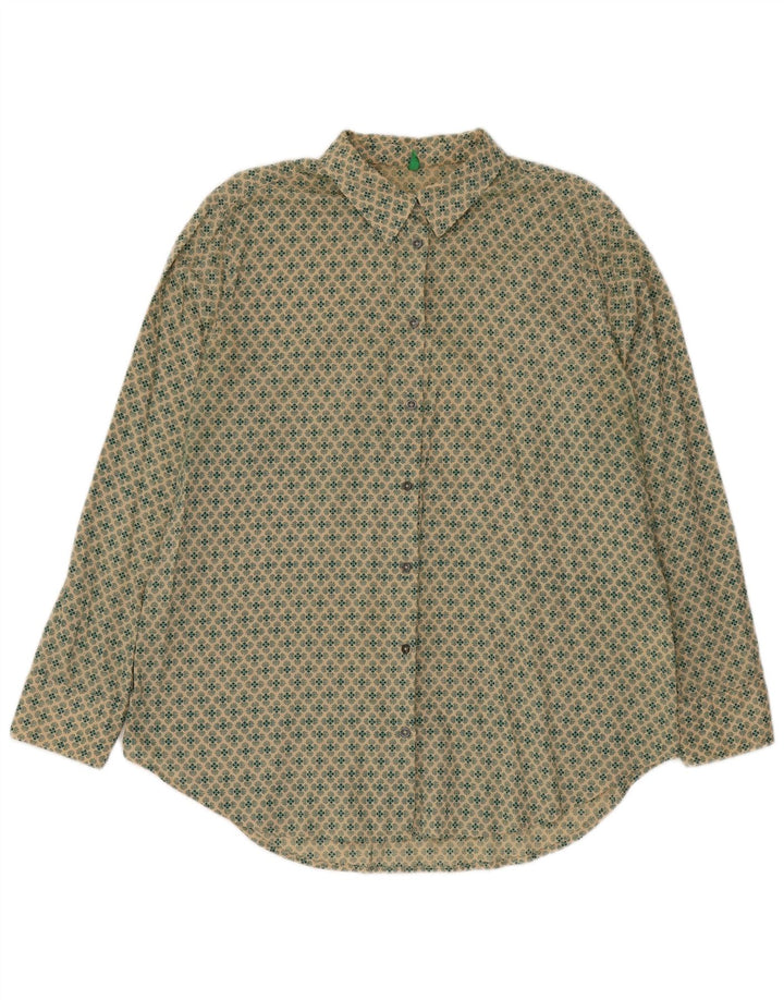 Koszula męska BENETTON, duża, zielona, bawełniana w kwiaty