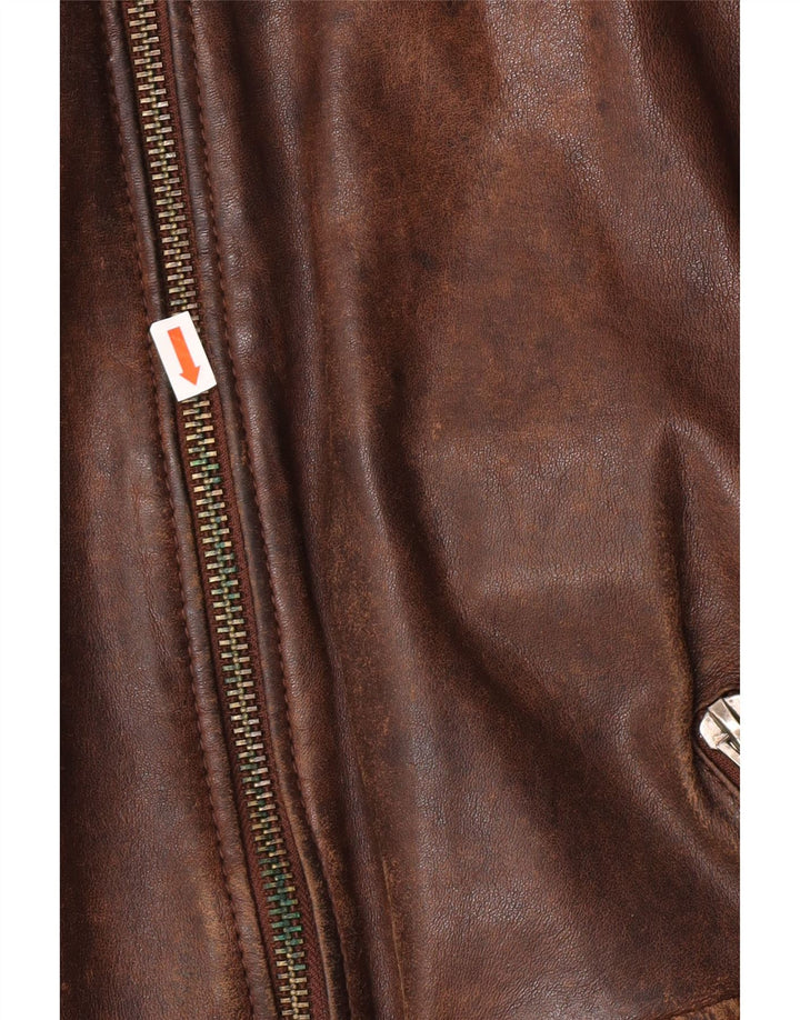 Be Edgy Męska skórzana kurtka UK 38 Średnio brązowa skóra