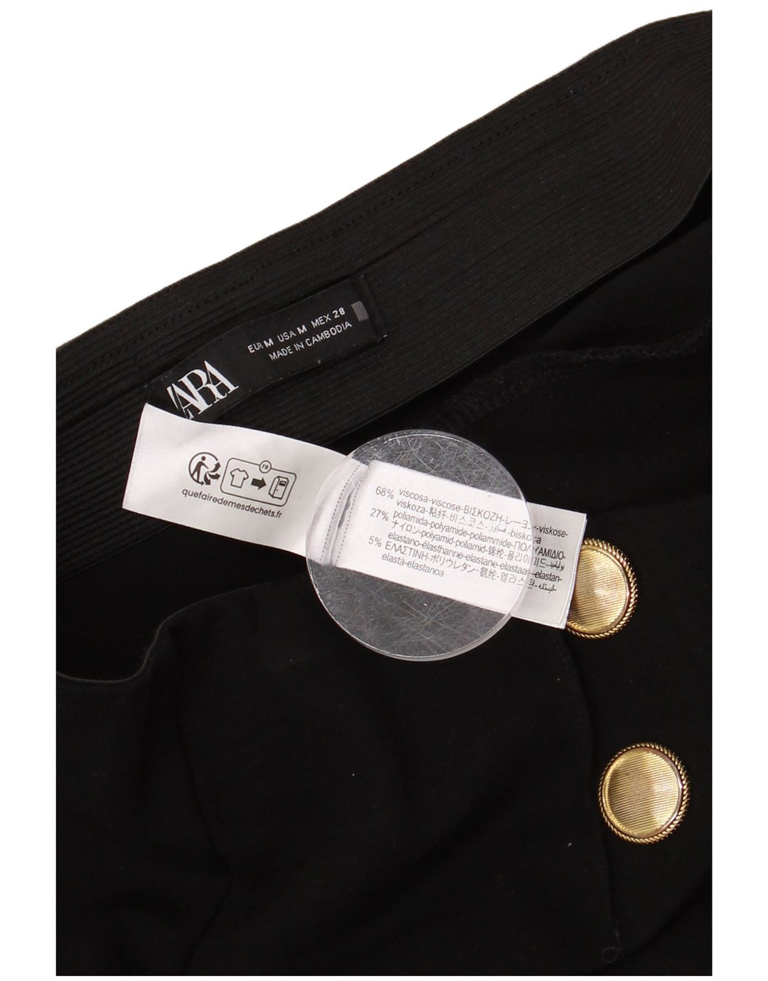 Damskie krótkie spodnie Zara z wysokim stanem, średnie W28 L25, czarna wiskoza