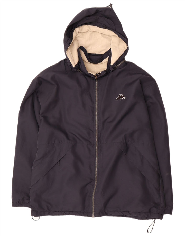 Męska dwustronna kurtka z kapturem Kappa UK 40, duża granatowa, poliestrowa