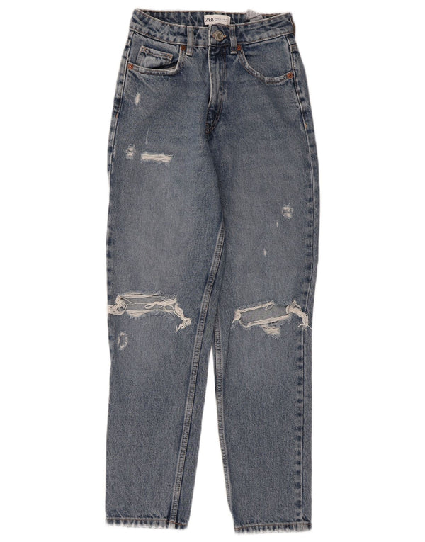 Zara Damskie Dżinsy z wysokim stanem, zwężane EU 34 2XS W24 L27 Niebieskie