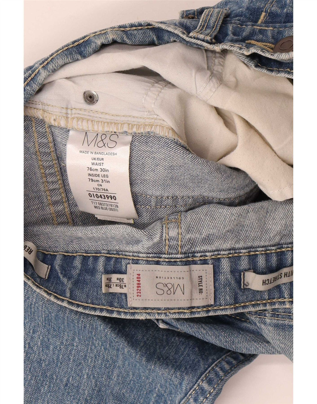 Marks & Spencer Męskie regularne proste dżinsy W30 L31 Niebieska bawełna