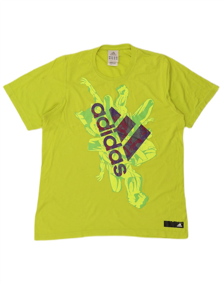 Męska koszulka z grafiką Adidas, średnia, zielona bawełna
