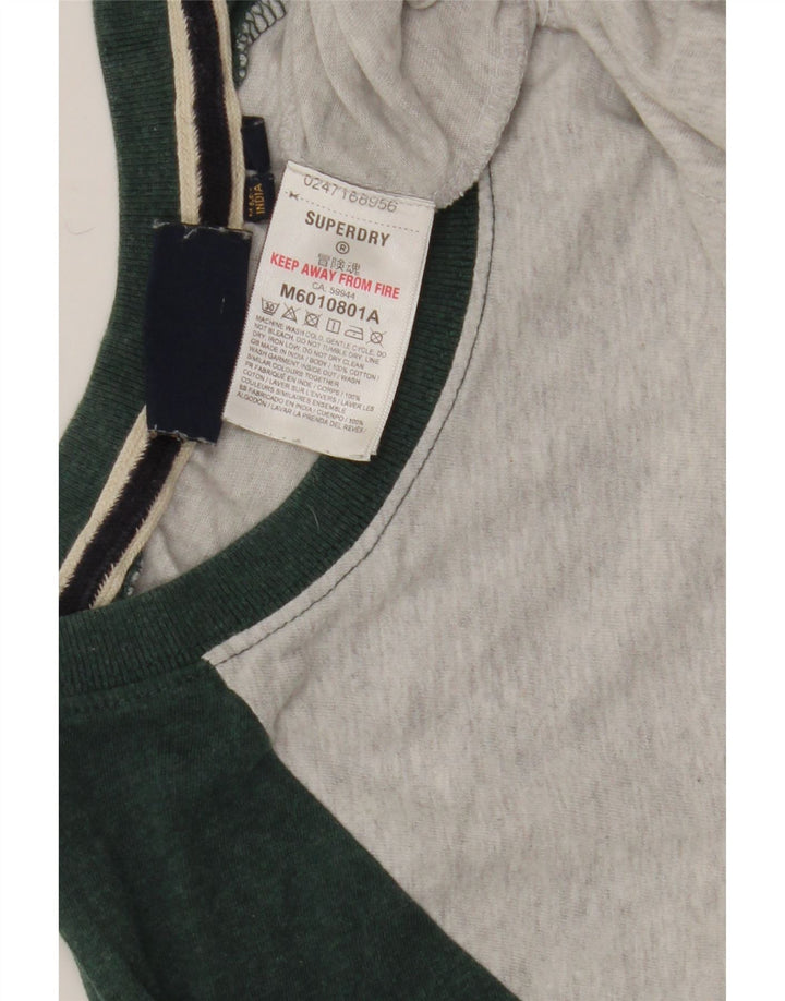 Męski top Superdry z długim rękawem, średnioszary, bawełniany w bloki kolorów