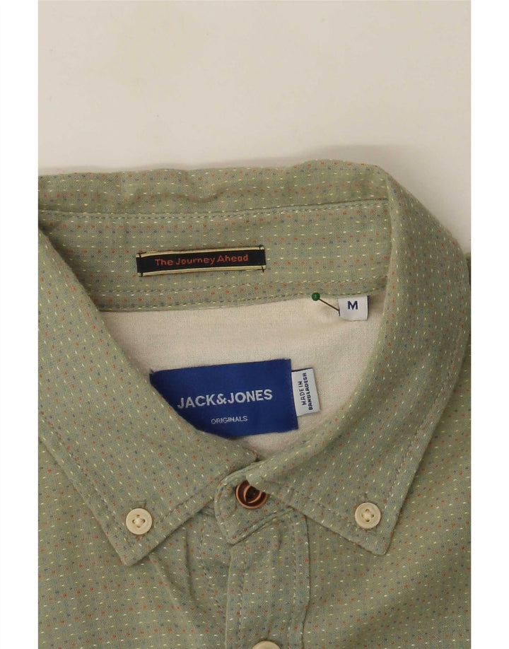 Koszula męska z krótkim rękawem Jack & Jones, średnio zielona w cętki