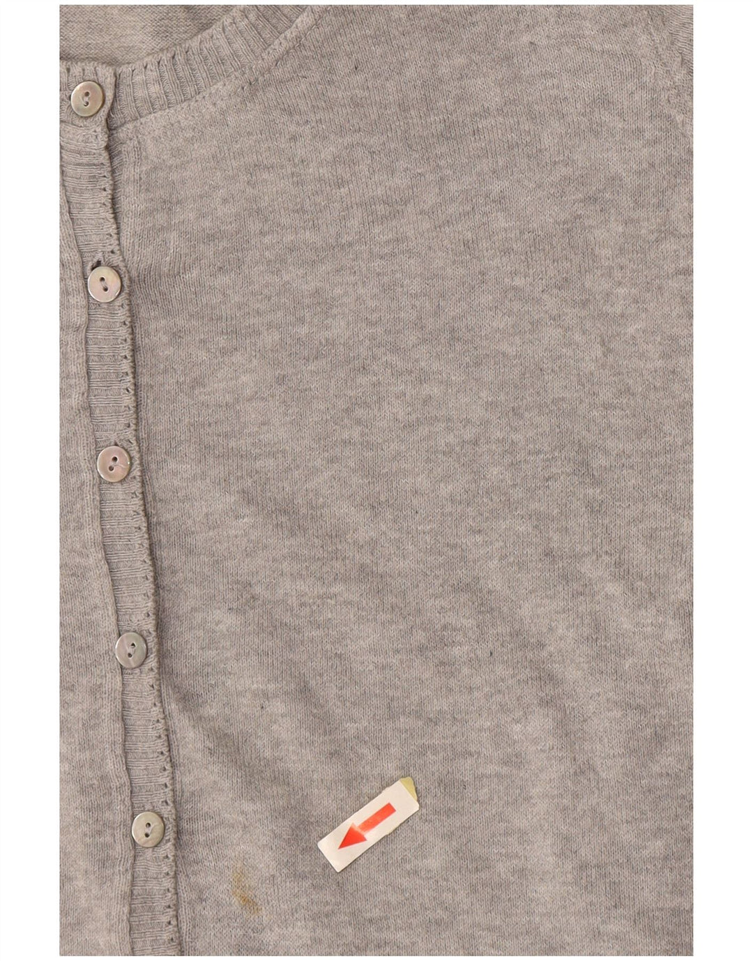 Damski sweter rozpinany BENETTON z krótkim rękawem UK 12, średnioszary, nakrapiany