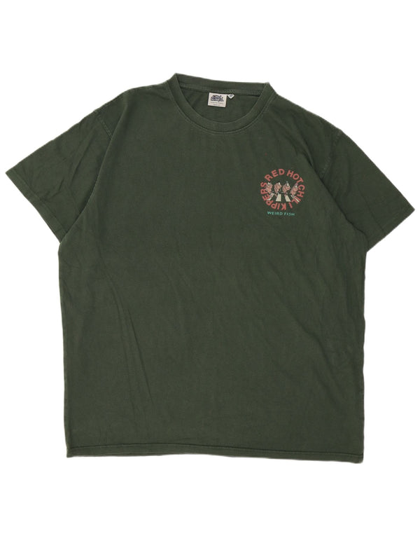 Męska koszulka z grafiką Weird Fish, 2XL, zielona bawełna