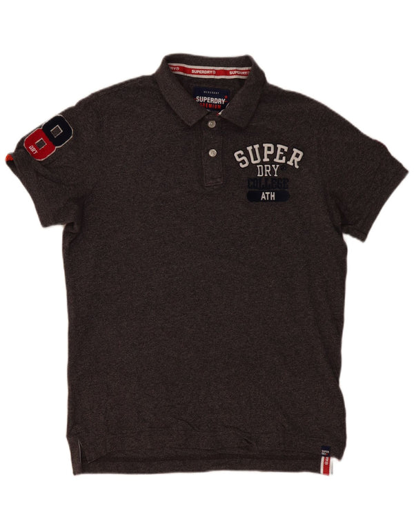 Męska koszulka polo Superdry z grafiką XL, szara, bawełniana w plamki