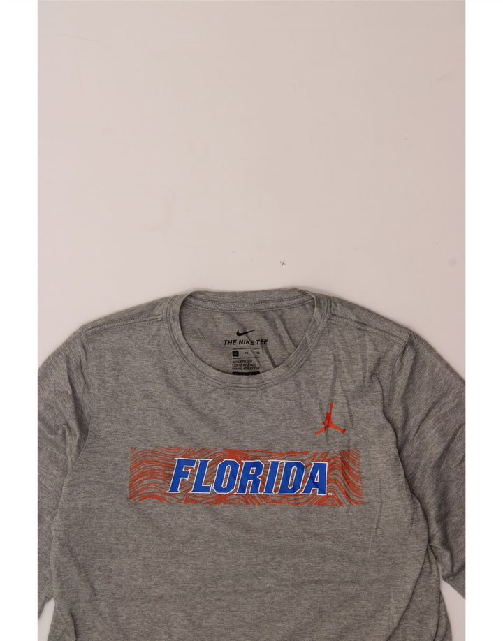 NIKE Boys Florida Graphic Top Long Sleeve 13-14 Years XL Grey Polyester Vintage Nike and Second-Hand Nike from Messina Hembry 