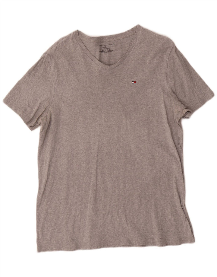 T-shirt męski Tommy Hilfiger, średnioszary, bawełniany w plamki