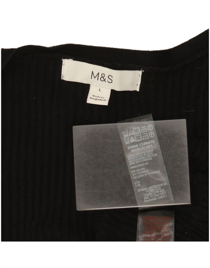 Marks & Spencer Damski sweter rozpinany o długim kroju, UK 16, duży, czarny
