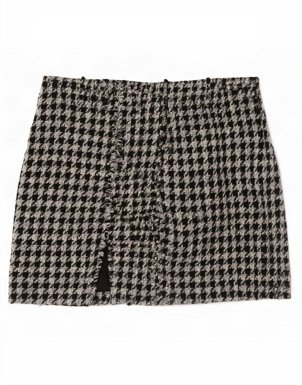 Zara Womens Mini Skirt Small W26 Black Houndstooth Polyester