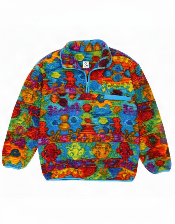 Damski sweter polarowy w stylu vintage, z zamkiem błyskawicznym, EU 40, średni, wielobarwny