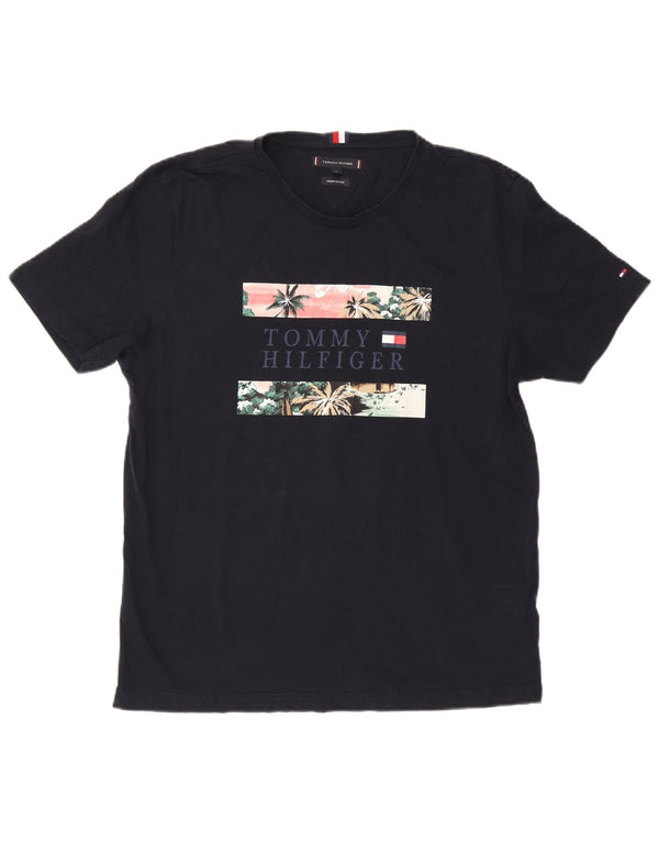 Męska koszulka z grafiką Tommy Hilfiger Top XL, granatowa, bawełniana