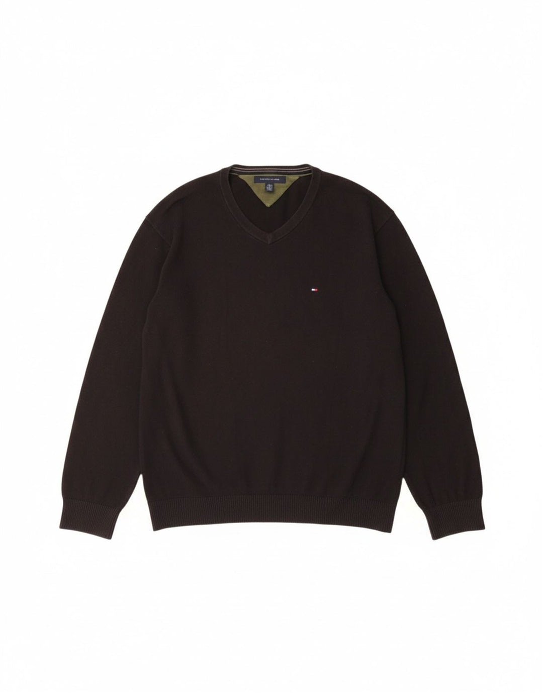 TOMMY HILFIGER Mens V-Neck Jumper Sweater 2XL Black
