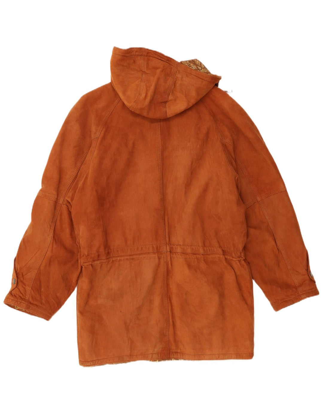 Zamszowa kurtka parka męska z kapturem w stylu vintage IT 50, duża brązowa skóra