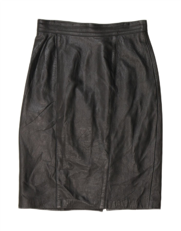 VINTAGE Womens Leather Skirt IT 42 Medium W28  Black Leather Vintage Vintage and Second-Hand Vintage from Messina Hembry 