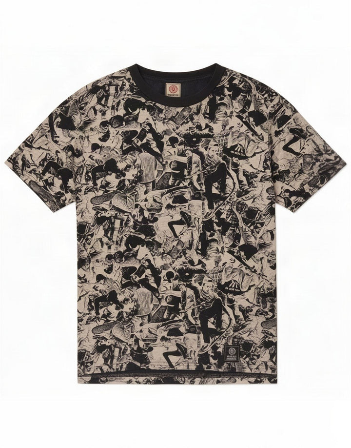 Franklin Marshall Męski T-shirt z grafiką Top, mały, szary, bawełniany