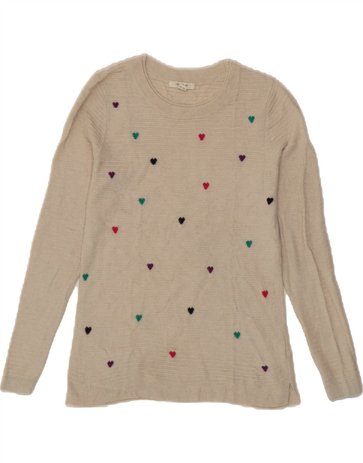WHITE STUFF Womens Boat Neck Jumper Sweater UK 10 Small  Grey Heart Vintage White Stuff and Second-Hand White Stuff from Messina Hembry 