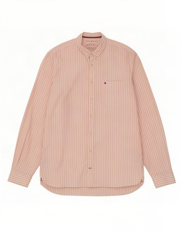 Koszula męska Tommy Hilfiger XL, różowa, bawełniana w prążki
