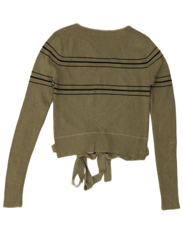 Damski sweter ZARA z dekoltem w łódkę, UK 12, średnie khaki w paski