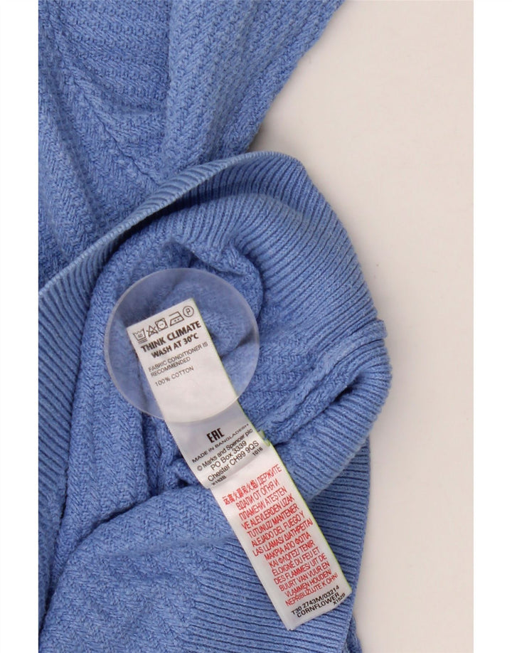 Marks & Spencer Męski sweter z dekoltem w łódkę XL, niebieski, bawełniany
