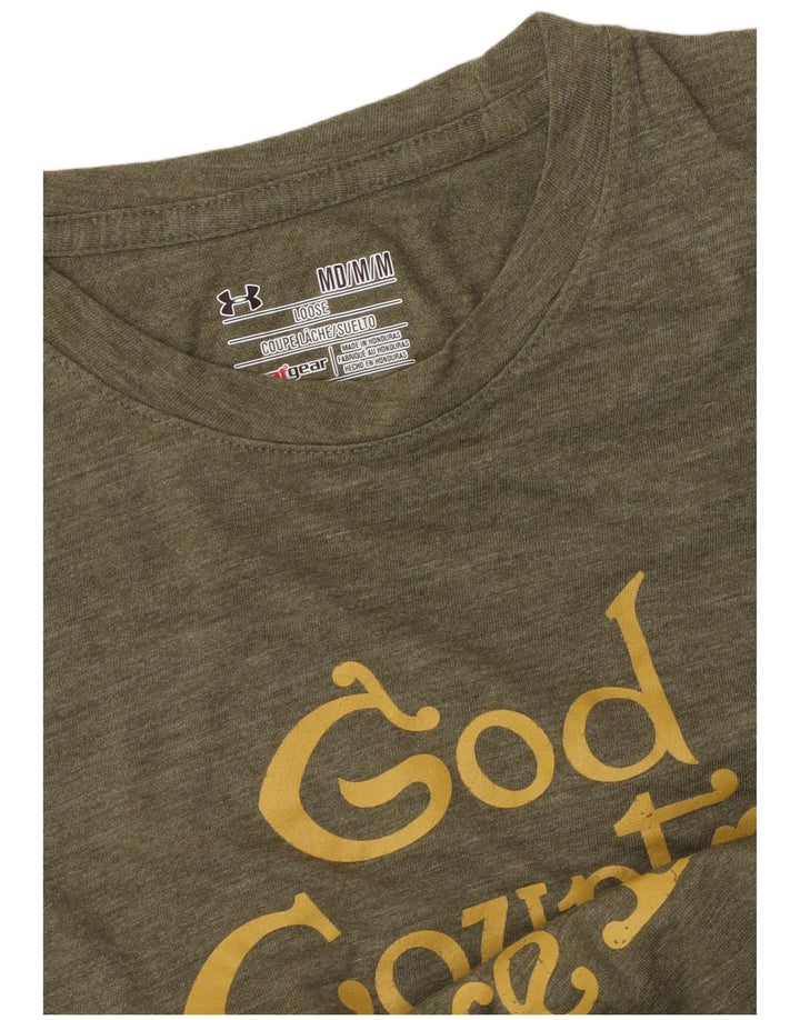 Męski t-shirt z grafiką UNDER ARMOUR Heat Gear, średni khaki