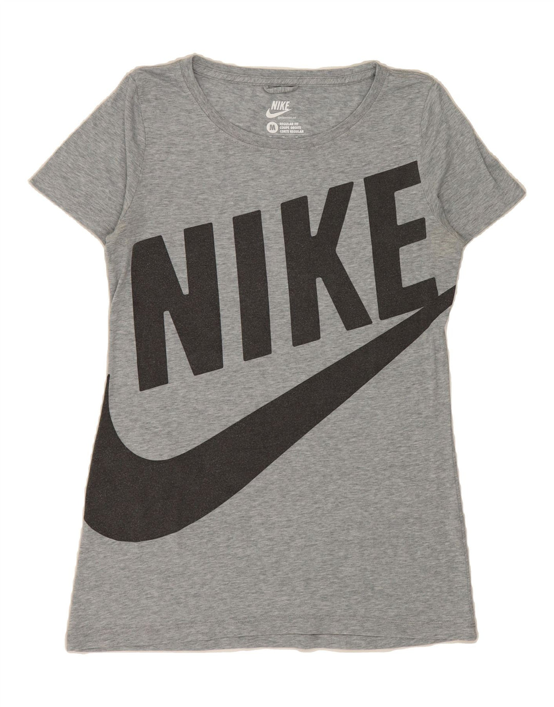 NIKE Womens Regular Fit Graphic T-Shirt Top UK 12 Medium Grey Cotton Vintage Nike and Second-Hand Nike from Messina Hembry 
