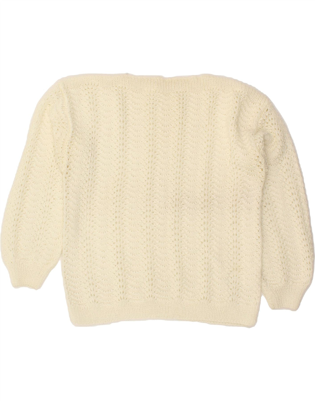 VINTAGE Womens Boat Neck Jumper Sweater UK 14 Medium White Vintage Vintage and Second-Hand Vintage from Messina Hembry 