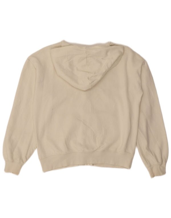 Dziewczęcy sweter z kapturem i grafiką Benetton, zapinany na zamek, 13-14 lat, biały