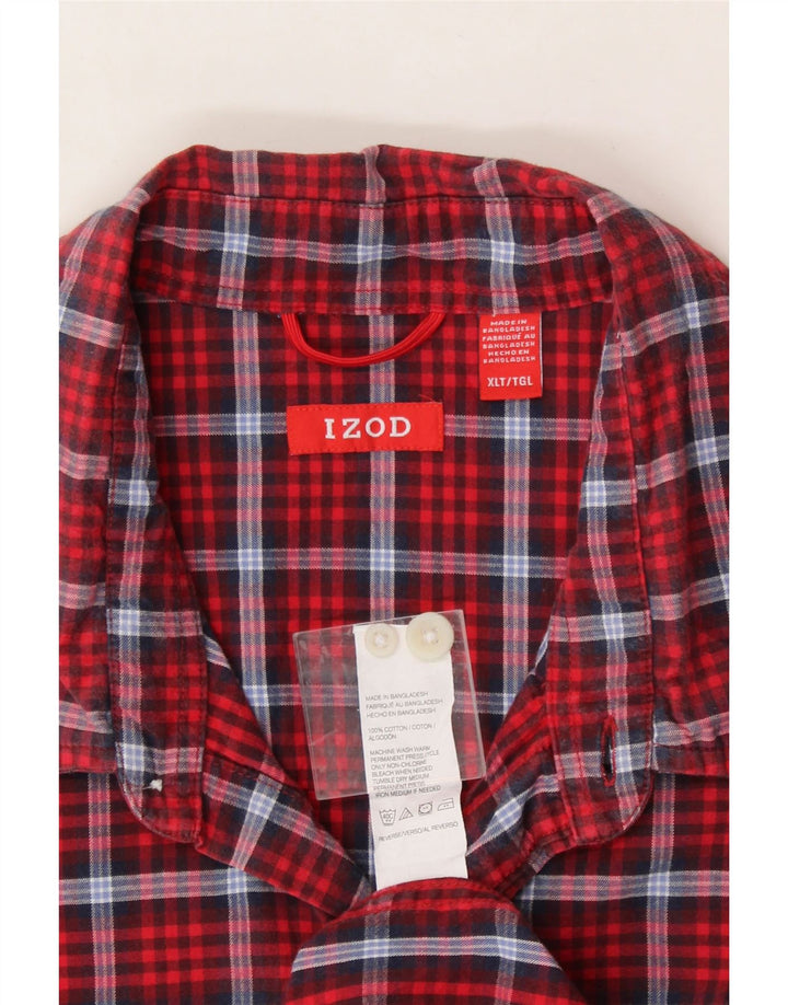 IZOD Mens Big & Tall Flannel Shirt XL Red Check Cotton Vintage Izod and Second-Hand Izod from Messina Hembry 