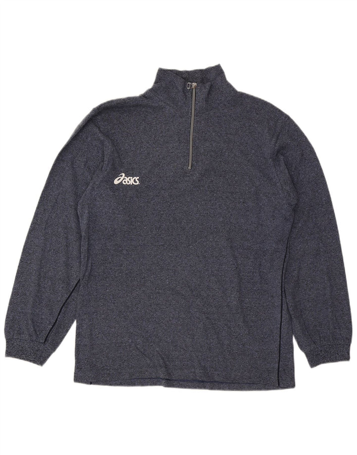 Męska bluza z kapturem i zamkiem błyskawicznym Asics, duża, granatowa, nakrapiana