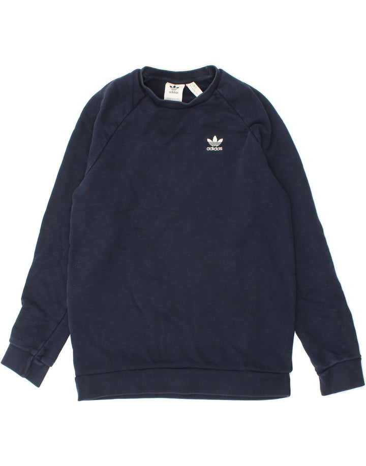 ADIDAS Mens Sweatshirt Jumper Small Navy Blue Cotton Vintage Adidas and Second-Hand Adidas from Messina Hembry 