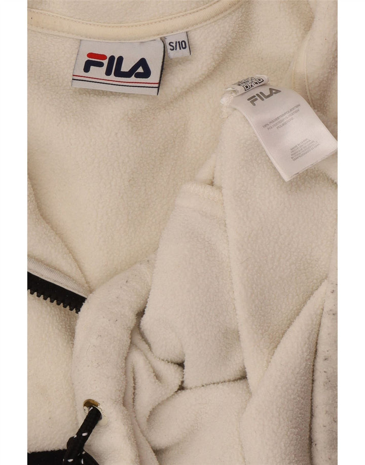 Damski sweter polarowy FILA Oversize z grafiką UK 10, mały, biały, z blokami kolorów