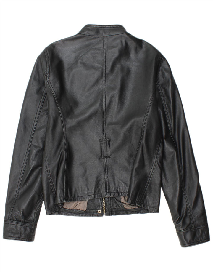 Kurtka skórzana damska SANDRO FERRONE UK 14, duża czarna skóra