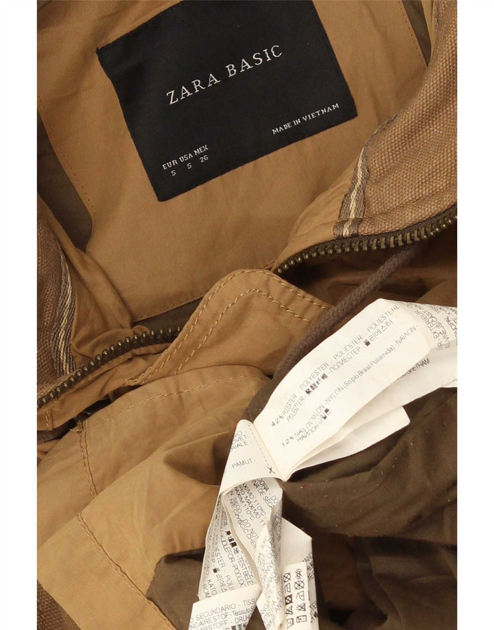 Damska kurtka parka z kapturem Zara UK 10, mała, beżowa, poliester