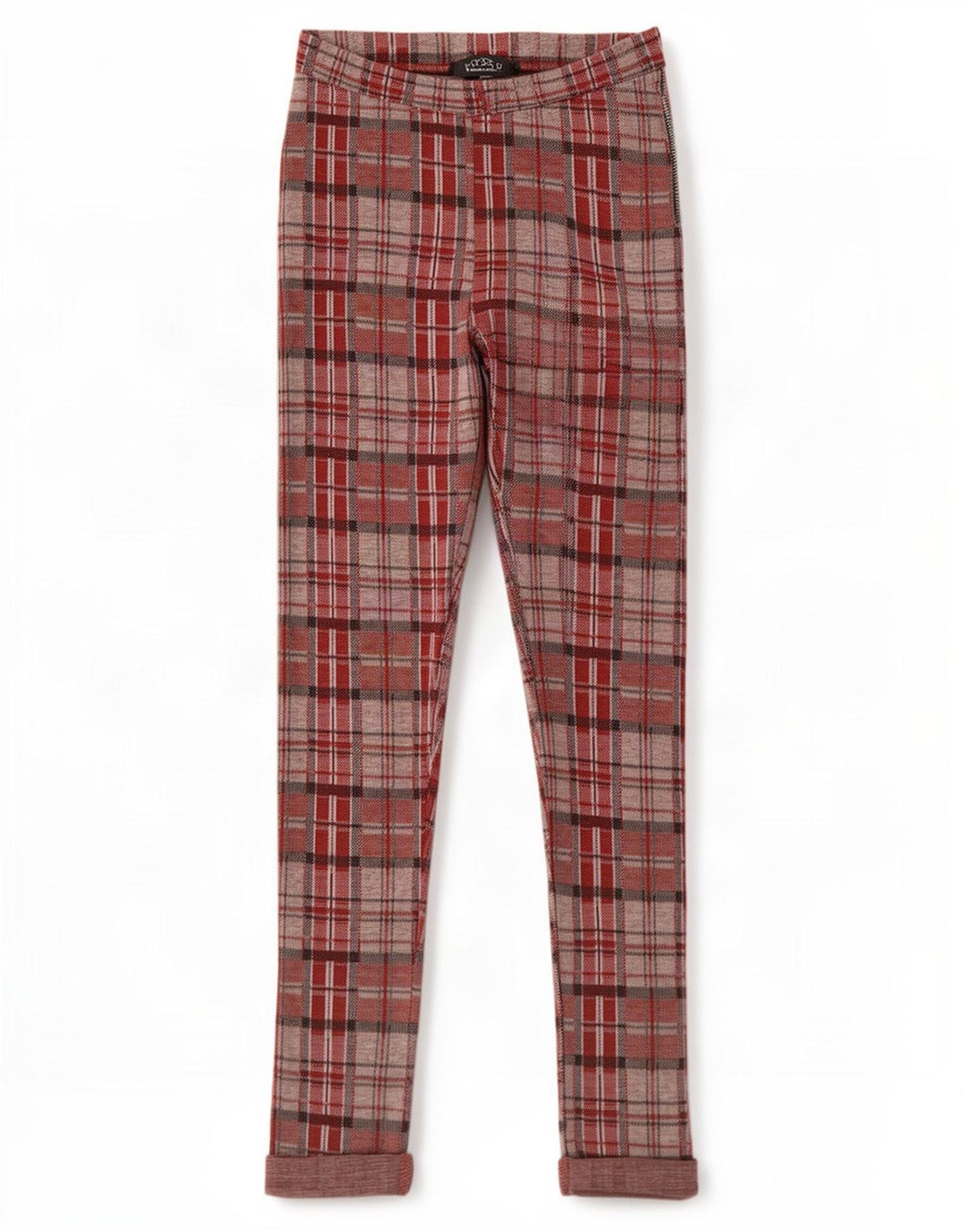 Damskie legginsy graficzne Topshop UK 8, małe, czerwone, poliestrowe w kratkę